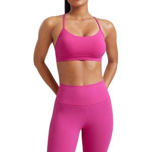 Ensemble de sport pour femme : soutien-gorge de sport et short cycliste taille haute, couleur unie, extensible, pour entraînement, gym, fitness, vêtements de sport, ensemble deux pièces, couleur personnalisée - Product Image 5
