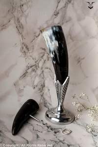 Mug en corne à boire, idéal pour le vin blanc ou rouge, verre à whisky, 250 300 ml, 1 verre à vin, 1 ouvre-bouteille à vin - Product Image 3