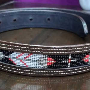 <b>Directly</b> Exported From India Best Quality Custom Made Genuine Western <b>Beaded</b> Belts with Stud Design Metal Material - Product Image 1