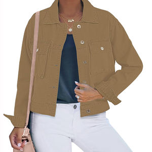 Veste en jean courte de style High Street pour femmes pour l'hiver Meilleur matériau en coton rempli de décoration de boutons pour l'automne - Product Image 1