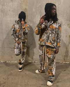 Sweat-shirt graphique personnalisé en polaire pour hommes, pantalon de survêtement évasé de grande taille, ensemble de sweatshirts à impression numérique, ensemble de 2 pièces, survêtement - Product Image 4