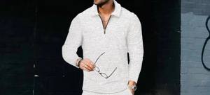 Conjunto de POLO de mezcla de algodón con cremallera para hombre, traje de manga larga, ropa deportiva para hombre, ropa deportiva de manga larga para hombre, traje para hombre, - Product Image 6