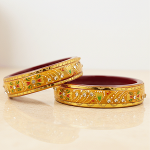Ensemble de 2 bracelets manchette jaunes en pierre florale, bracelets tendance - Product Image 5