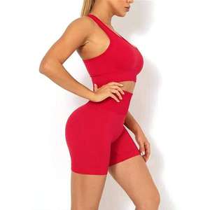 Ensemble de yoga 2 pièces sans couture pour femmes soutien-gorge de sport avec short confortable respirant élégant vêtements de sport en gros coton de fitness - Product Image 4