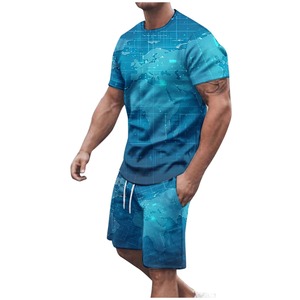 OEM/ODM T-shirts décontractés à manches courtes et col rond 100% coton de haute qualité pour hommes ensemble double avec conception d'impression personnalisée - Product Image 2