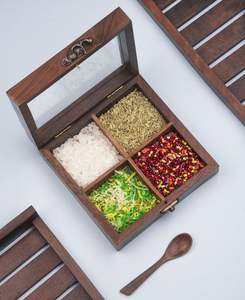 Caja de fruta seca de madera redonda decorativa hecha a mano para el almacenamiento de mesa de comedor del hogar contemporáneo y propósito de regalo - Product Image 3