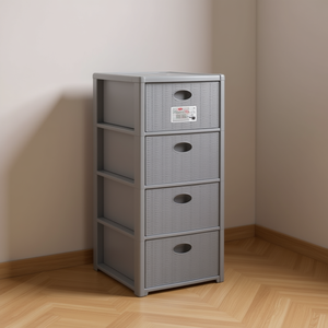 ELEGANCE Grey 30306 Stefanplast Cajonera Delgada 4C (30x40x80cm) Cajones y Carros de Almacenamiento de Plástico que Ahorran Espacio - Product Image 3