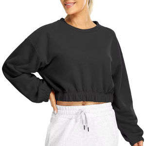 Profesional y elegante mujer casual corto sudor traje Fitness Zip up sudaderas conjuntos personalizados mujeres Crop Top Sudadera con capucha conjunto - Product Image 1