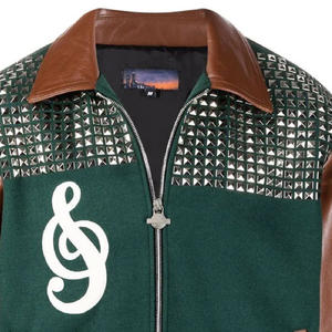 Chaquetas Varsity Personalizadas con Mangas de Cuero, Poliéster Transpirable, Lisas, Bordadas, Chaquetas Varsity para Hombre - Product Image 6