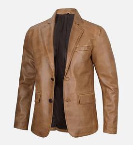 New Trendy Genuine Sheep Leather Down <b>Coat</b> with Triple Breasted Closure <b>Long</b> Sleeves Pockets Solid Color-Unisex - Product Image 4