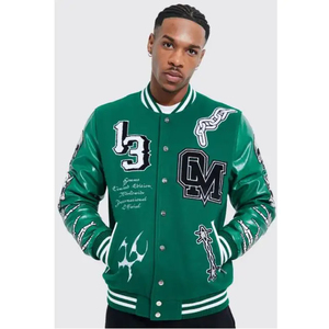 High Quality Street Wear Baseball Varsity <b>Jacket</b> <b>Canvas</b> 100% Wool Quick Dry Breathable Animal Print New Style Oversized <b>Jacket</b> - Product Image 1