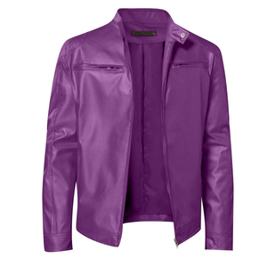 Veste en cuir de mode au design personnalisé, couleur unie, unisexe, col montant, écologique, imperméable, streetwear d'hiver - Product Image 2