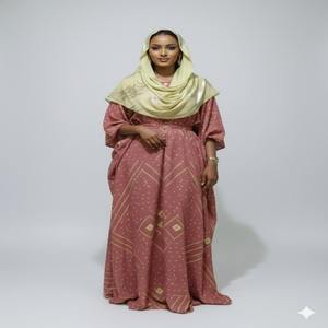 Vestido de Novia para Niña, Diseño de Flor de Esmeralda, Ligero, Tradicional Somalí, de Algodón, para Dirac, Jacquard, Elegante, Diseño Shaash - Product Image 1