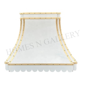 Housse de hotte de cuisine murale en acier inoxydable blanc personnalisée, finition antique - Product Image 4