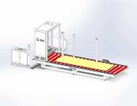 Machine automatique de pulvérisation de colle et de laminage pour panneaux SIP avec table de convoyage à rouleaux automatique pour panneaux en polystyrène