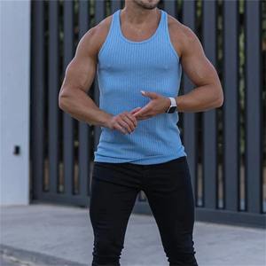 Europe et États-Unis T-shirt sans manches à col en V de couleur unie pour hommes, gilet de couleur unie pour l'exercice - Product Image 2
