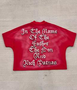 เสื้อยืดลายกราฟิกขนาดใหญ่แนวสตรีทเสื้อยืดแฟชั่นผ้าฝ้ายน้ำหนักมากสำหรับผู้ชายและผู้หญิง - Product Image 2