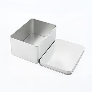 Caja de metal para almacenamiento de alimentos de galletas de lata grande plateada personalizada al por mayor - Product Image 1