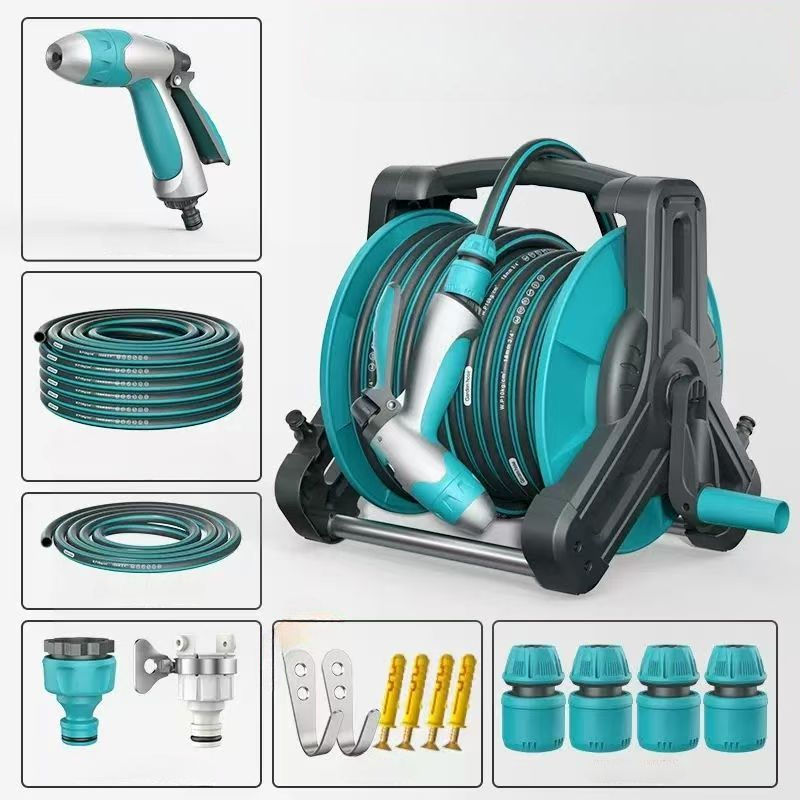 Ensemble pistolet à eau haute pression + support pour tuyau d'arrosage + fixation murale