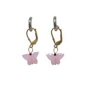Boucles d'oreilles sculptées en papillon avec pierres précieuses naturelles Boucles d'oreilles pendantes en argent sterling pour femmes Cadeaux de bijoux faits à la main - Product Image 2