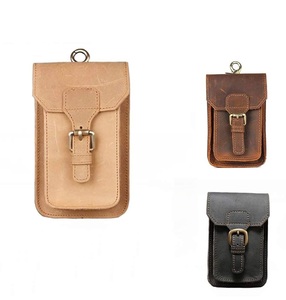 Unisex Genuine Leather Waist <b>Bag</b> Belt Pouch <b>Men's</b> Fanny Pack <b>Bum</b> <b>Bags</b> for Cell Phone and Cigarette Brown and Water-Proof - Product Image 3