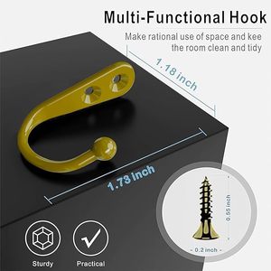 ที่แขวนเสื้อโค้ทอลูมิเนียมสีเหลืองเข้มติดผนังพร้อมสกรูสำหรับผ้าเช็ดตัวกุญแจผ้าพันคอหมวกถ้วยกาแฟ - Product Image 6
