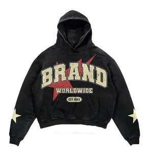 Top fabriqué personnalisé Vintage soleil fané conception pull à capuche ensemble de pantalons de survêtement écologique poids lourd coupe-vent survêtement - Product Image 2