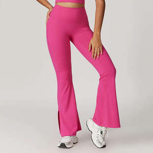 Leggings de yoga évasés taille haute pour femmes de haute qualité avec contrôle du ventre Logo personnalisé Style de pantalon à motif solide - Product Image 2