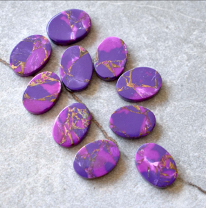 พลอยแบนทรงรีทองแดงสีม่วงสำหรับทำเครื่องประดับแบบ DIY ทำต่างหูแหวนจี้สร้อยคอพลอยหลังเบี้ย - Product Image 4