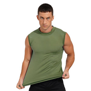 Débardeur 100% coton coupe musclée décontracté pour hommes hauts d'entraînement sans manches avec logo personnalisé méthode de tissage tricoté respirant grande taille - Product Image 1