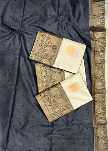 Luxurious Viscose Heavy Jacquard Silk <b>Sarees</b> <b>Golden</b> Big Jacquard Weaving Border for Indian Traditional Attire Winter Summer - Product Image 2