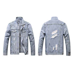 Wholesale Most Popular Style Clothes <b>Men's</b> Denim Jacket New Arrival Latest Trending Fashion Streetwear Distressed <b>Jeans</b> Jackets - Product Image 6