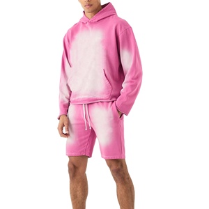 Ensemble court personnalisé d'été unisexe pour homme en coton, ensemble 2 pièces délavé à l'acide, sweat à capuche et short, coton respirant 2026 - Product Image 1