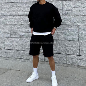 Sweat-shirts pour hommes surdimensionnés en coton peigné, col rond, pull uni, impression puff, streetwear, sweats à capuche et sweat-shirts pour hommes - Product Image 3