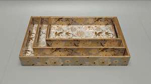 Décoration Tendance Meena Imprimé Carré Plateau En Bois Élégant Décoratif Hôtel Café Bar Boissons Plateau De Service Bonne Qualité - Product Image 2