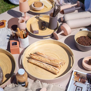 Aperitivos y mordiscos de bambú hilado biodegradable, bandeja para servir frutas secas, vajilla para servir, bandeja de mesa de centro de lujo - Product Image 6