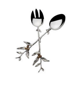 Saladier en métal argenté de style unique avec poignée artisanale couverts de mariage minimalistes en acier - Product Image 5