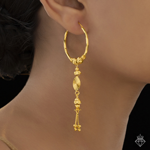 PRAO Anti-Tarnish Hoops with Leaf & Jhumki - Product Image 1