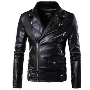 Autumn Winter Unisex Casual Zipper <b>Leather</b> <b>Jacket</b> Slim <b>Long</b> Sleeve Stand Collar Waterproof Breathable Fashion Motorcycle <b>Jacket</b> - Product Image 2