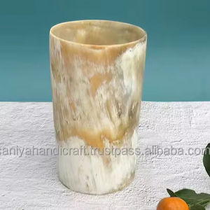 Vintage SANIYA HANDICRAFT Karbin grabado estilo Animal hecho a mano beber cuerno taza o vidrio personalizado inscripción - Product Image 5