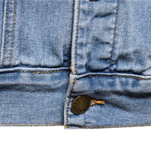 Nuevo diseño azul chaqueta de mezclilla para hombre cuello alto logotipo frontal cierre de cremallera otoño vaquero invierno marca tamaño L prendas de vestir ropa - Product Image 4