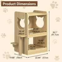 Maison pour chat en bois écologique de luxe à 2 étages, lit pour animaux de compagnie d'intérieur, maison pour chat multifonctionnelle en bois