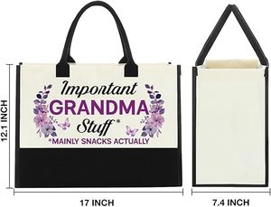 Myorganicbag กระเป๋าผ้าใบทำมือมีสองมือจับเปิดปิดและตกแต่งจดหมายสำหรับคุณยาย - Product Image 2