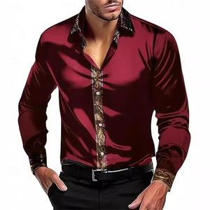 Chemise à manches longues pour homme tendance avec motif imprimé en 3D, chemise décontractée pour homme avec boutons à revers, manches longues confortables - Product Image 6