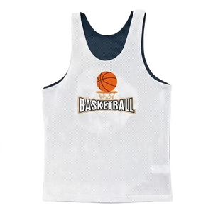 Unisex Basketball Mesh Tank <b>Top</b> White <b>Navy</b> Screen Printed Breathable Sleeveless Jersey Adult All Seasons Sport Apparel - Product Image 2