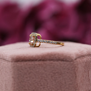 Bague de fiançailles luxueuse en argent sterling rose, diamant de laboratoire, taille ronde, serti Halo, bague cadeau pour femme IGI - Product Image 3
