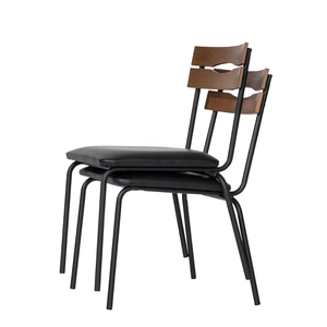 Minimal Dining <b>Chair</b>, Slim Metal Legs & PU Leather Cushion - Product Image 2