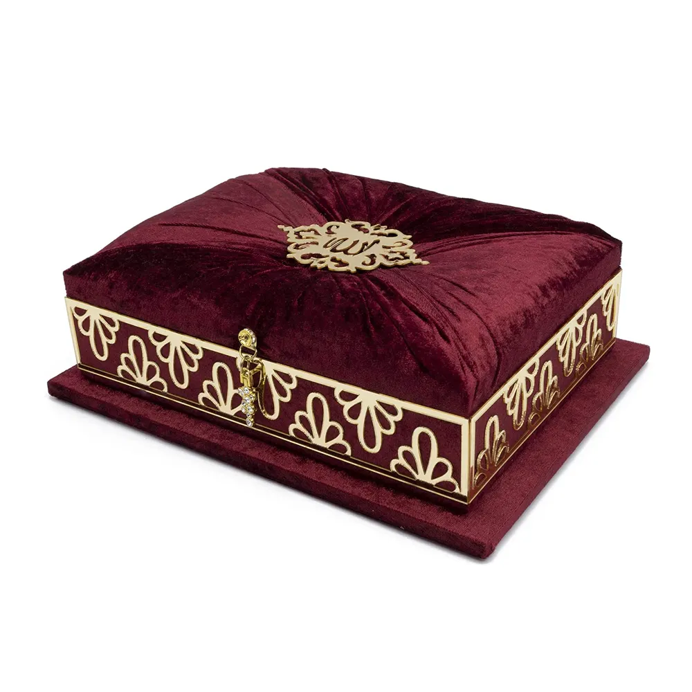 maroon velvet cover holy Quran top sale best gift customized velvet beautiful design holy quran