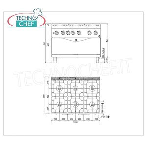 Cuisinière à gaz 6 brûleurs avec four à gaz - Product Image 1