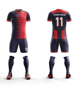 Uniformes de fútbol deportivos transpirables de poliéster liso personalizados para hombres, conjuntos de camisetas de fútbol azules, conjunto de ropa de fútbol, conjunto completo de kits de fútbol - Product Image 1